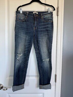 Vigoss Jagger Skinny Jeans Size 29 Medium Dark Wash Distressed Cuff Hem